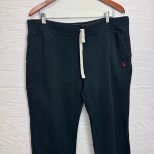 Polo by Ralph Lauren Men's Black Sweatpants with Red Logo